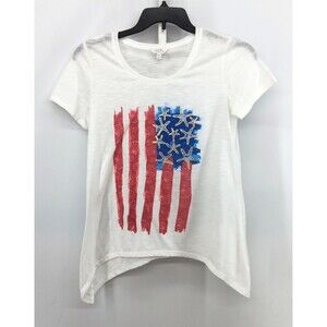 Coral Bay Shirt Women Size PS White US Flag Starfish Stars Lightweight Top